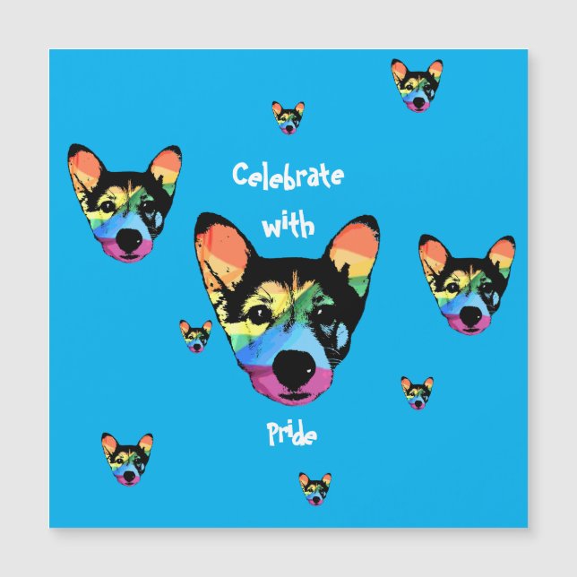 Rainbow Hund, Karte, Einladungskarte, Magnetkarte Magneteinladung (Vorderseite)