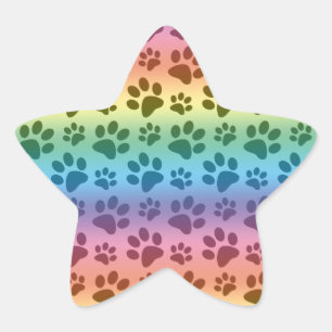 Rainbow-Hund-Pfote Stern-Aufkleber