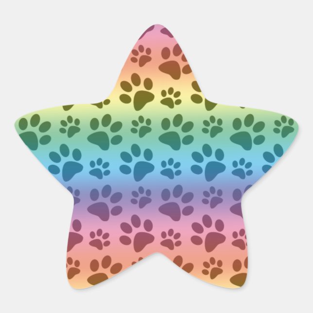 Rainbow-Hund-Pfote Stern-Aufkleber (Vorderseite)