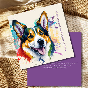 Rainbow-Hund und Haustiere Quadratische Visitenkarte
