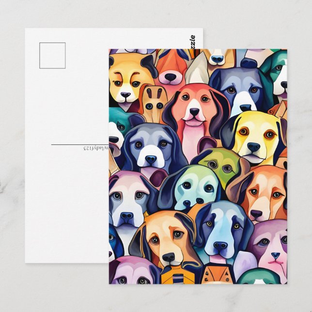 Rainbow Hunde, Postkreuzung Postkarte (Vorne/Hinten)