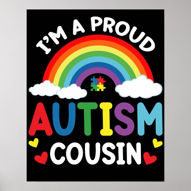 Rainbow I bin ein stolzer Autismus Cousin Autismus Poster (Vorne)