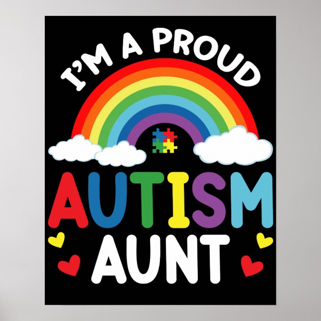Rainbow I bin ein stolzer Autismus Tante Autismus  Poster (Vorne)
