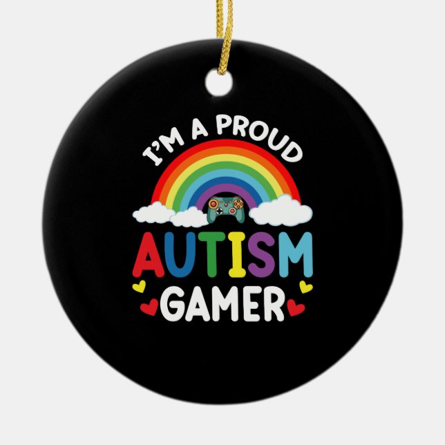 Rainbow I bin ein stolzes Autismus Gamer Autismus  Keramik Ornament (Vorne)