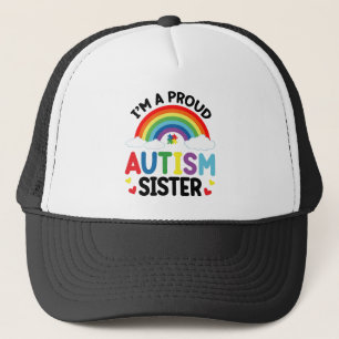 Rainbow I bin eine stolze Autismus Schwester Autis Truckerkappe