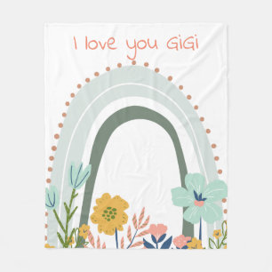 Rainbow I Liebe You GiGi Blue mit Blume Fleecedecke