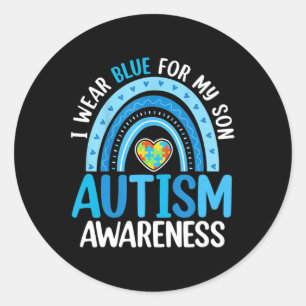 Rainbow I trage Blue for My Son Autism Awareness T Runder Aufkleber