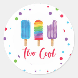 Rainbow Ice Pop Zwei Coole 2. Geburtstag Runder Aufkleber