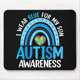 Rainbow Ich trage Blau für mein Sohn Autismus Bewu Mousepad