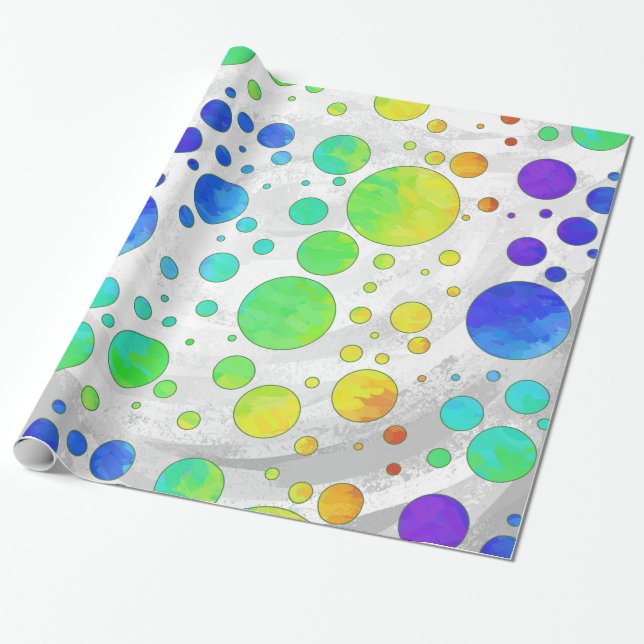 Rainbow Icy Polka Dot Pattern Geschenkpapier (Ungerollt)