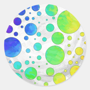 Rainbow Icy Polka Dot Pattern Runder Aufkleber