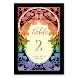 Rainbow II Aquarell Art Nouveau Hochzeit Tischnummer