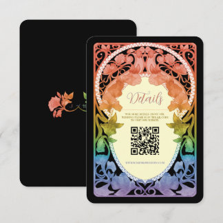 Rainbow II Art Nouveau QR-Code Hochzeitseinschluss Begleitkarte