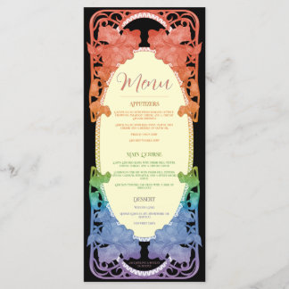 Rainbow II Watercolor Art Nouveau Hochzeitsmenü Menükarte