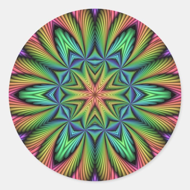 Rainbow Illusion Mandala Runder Aufkleber (Vorderseite)