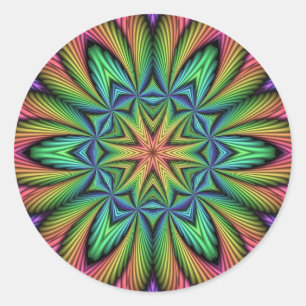 Rainbow Illusion Mandala Runder Aufkleber