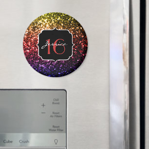 Rainbow Imitate Glitzer Glitzern Sweet 16 Magnet