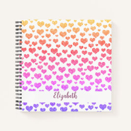 Rainbow Imitats Glitzer Herz Bright Farbige Custom Notizbuch
