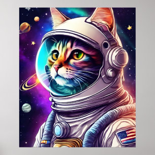Rainbow in Space Cat, Astronautin Katze Digitale K Poster