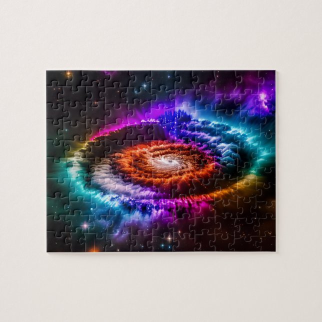 Rainbow Indigo Spiral Galaxy im Weltraum Puzzle (Horizontal)