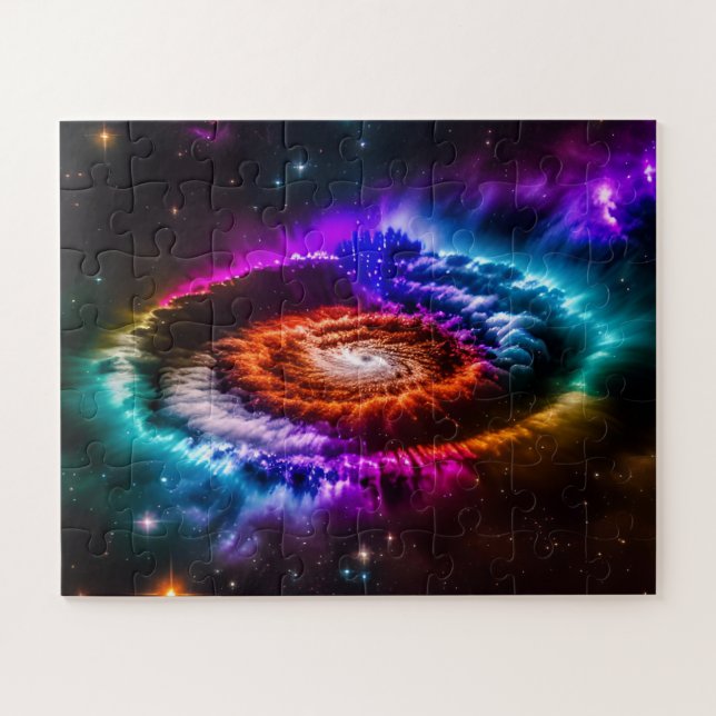 Rainbow Indigo Spiral Galaxy in Universe Puzzle (Horizontal)