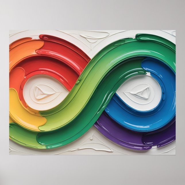 Rainbow Infinity Autismus Symbol Abstrakte Kunst Poster (Vorne)