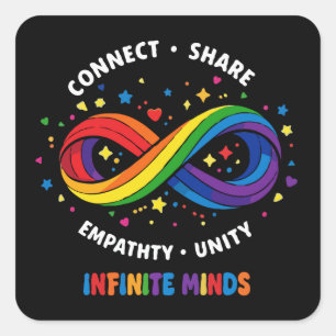 Rainbow-Infinity Neurodiversitäts-Symbol - Unendli Quadratischer Aufkleber