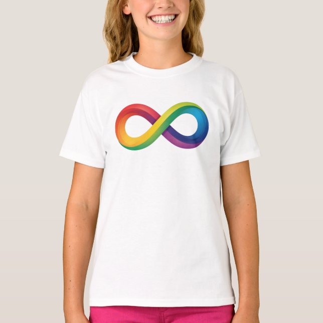 Rainbow Infinity Symbol Autismus ADHD Neuroversitä T-Shirt (Vorderseite)