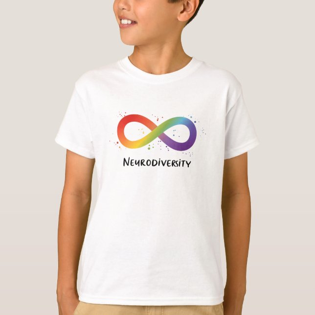 Rainbow Infinity Symbol Neurodiversity-Bewusstsein T-Shirt (Vorderseite)