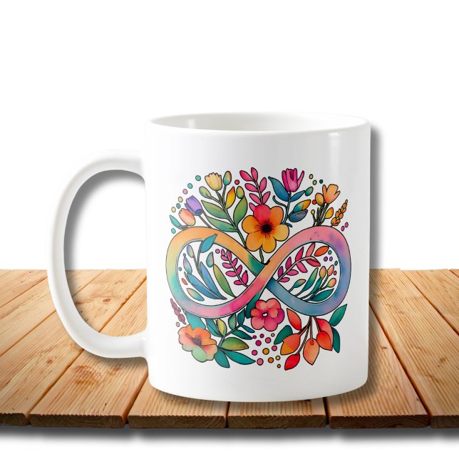 Rainbow Infinity Watercolor Blume Autismus Kaffeetasse (Von Creator hochgeladen)