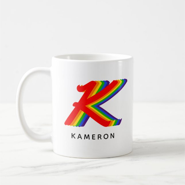Rainbow Initial & Name Cool Stylish Modern einziga Kaffeetasse (Links)