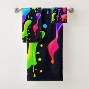 Rainbow Ink Paint Splash Badhandtuch Set