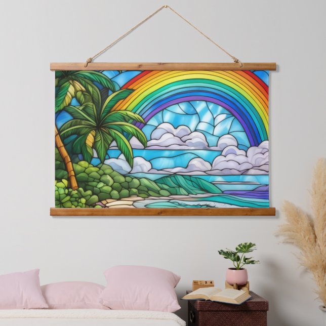 Rainbow-Insel Wandteppich Mit Holzrahmen (Schlafzimmer)