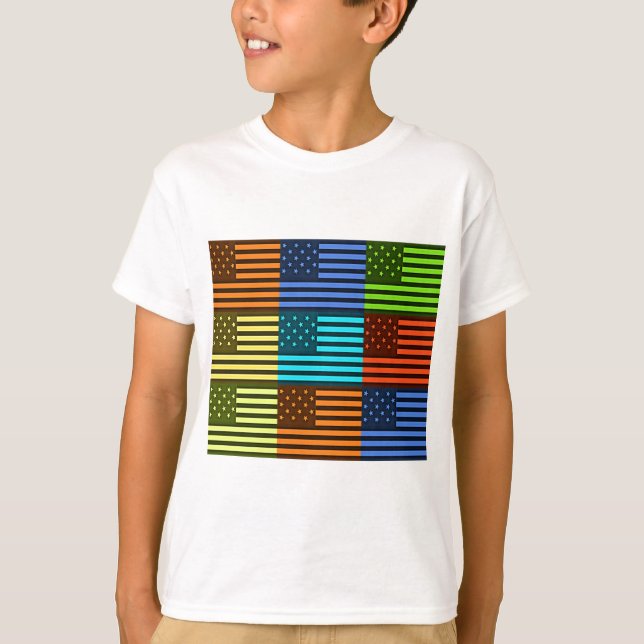 Rainbow-Inspiriert amerikanisches Motif-Flag-Desig T-Shirt (Vorderseite)