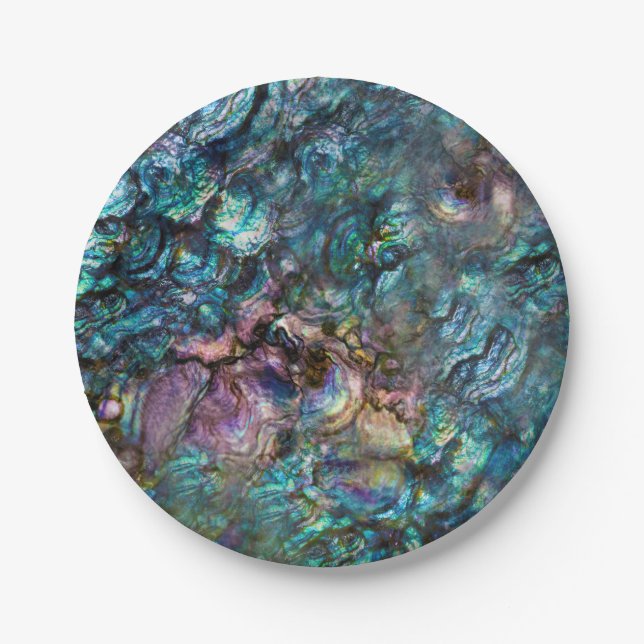 Rainbow Iridescent Abalone Beach Sea Muschel Pappteller (Vorderseite)