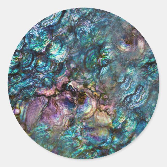 Rainbow Iridescent Abalone Sea Muscheln Beach Runder Aufkleber (Vorderseite)