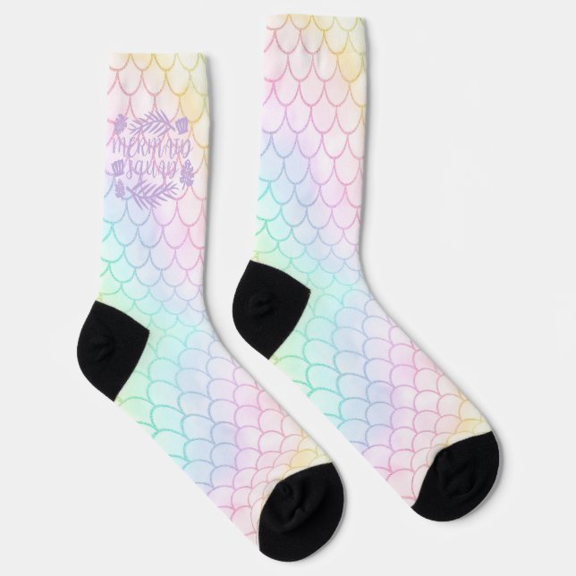 Rainbow Iridescent Dreamy Fantasy Mermaid Scales Socken (Rechts)