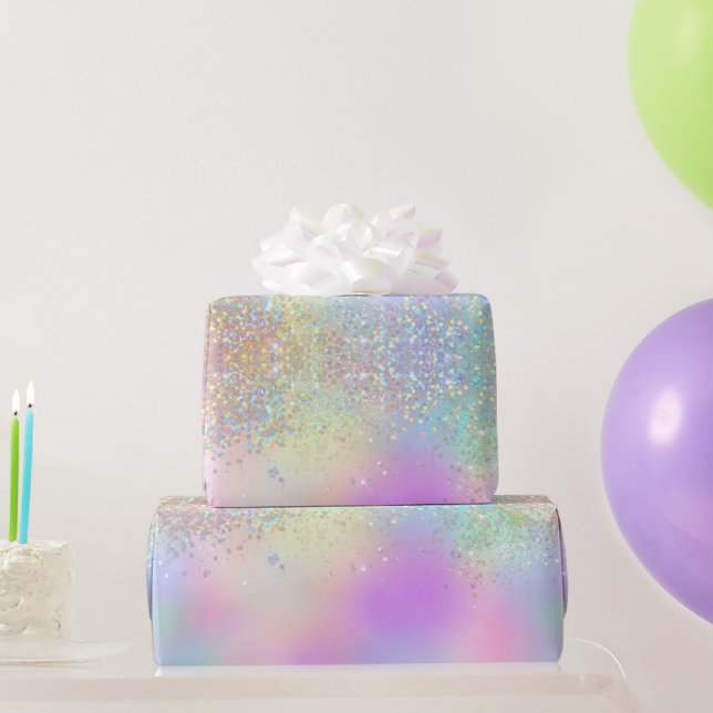 Rainbow Iridescent Foil and Holographic Glitzer Geschenkpapier (Partygeschenke)