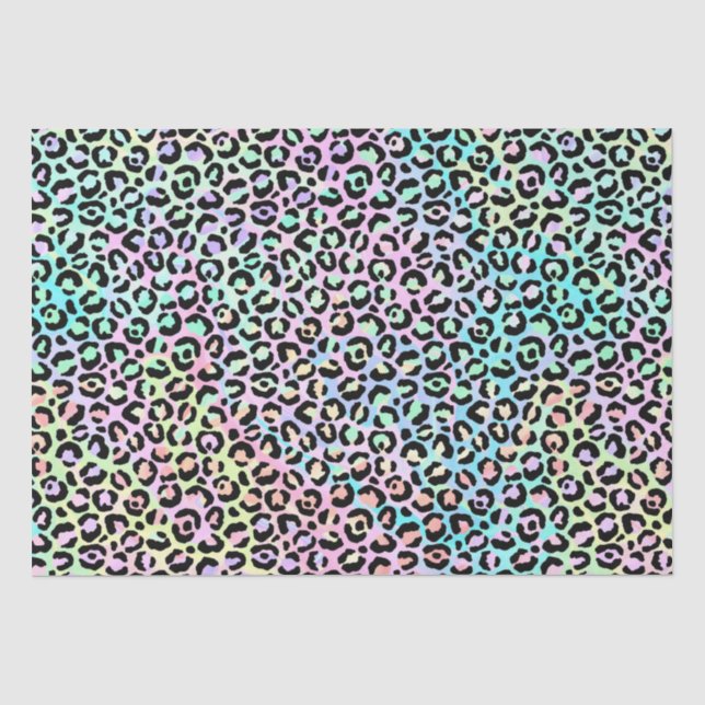 Rainbow Iridescent Gradient and Leopard Spots Seidenpapier (Vorderseite)