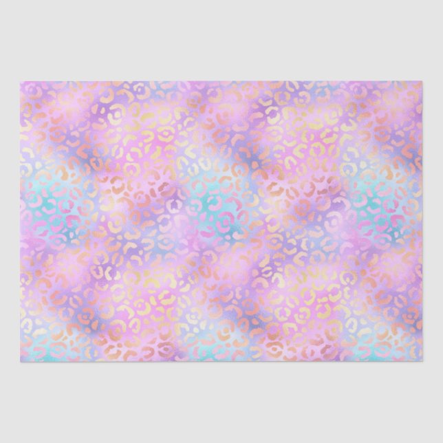 Rainbow Iridescent Gradient and Leopard Spots Seidenpapier (Vorderseite)