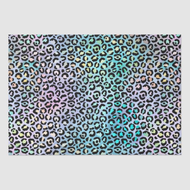 Rainbow Iridescent Gradient and Leopard Spots Seidenpapier (Vorderseite)