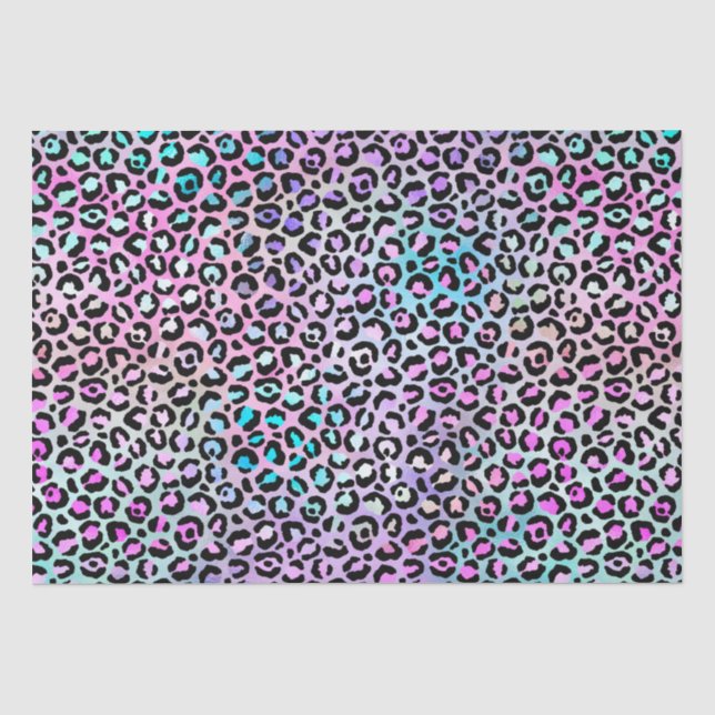 Rainbow Iridescent Gradient and Leopard Spots Seidenpapier (Vorderseite)