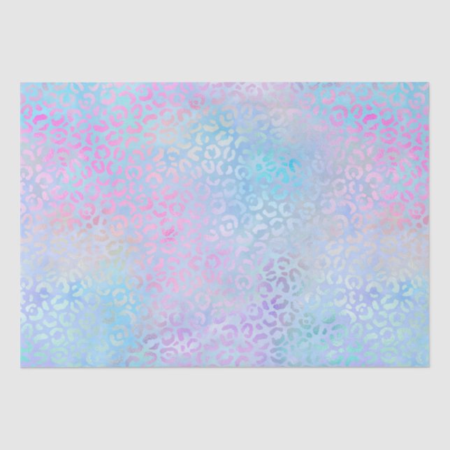 Rainbow Iridescent Gradient and Leopard Spots Seidenpapier (Vorderseite)