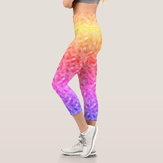 Rainbow Iridescent Jewel Look Geometrisches Muster Capri Leggings (Links)