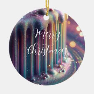 Rainbow Iridescent Liquide Tropfens Weihnachten Keramik Ornament