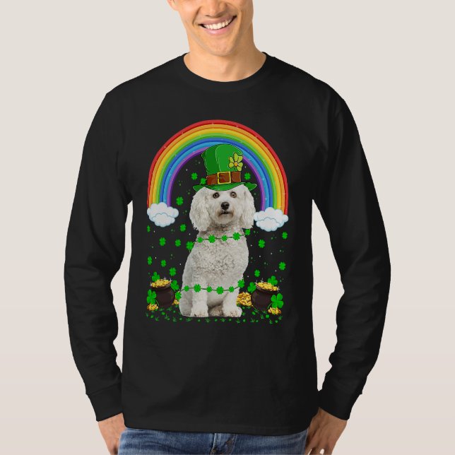 Rainbow Irish Shamrock Bichon Frise Dog St Patrick T-Shirt (Vorderseite)