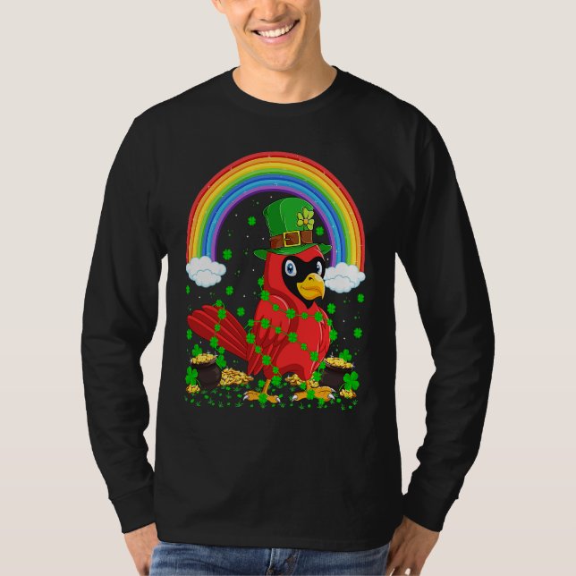 Rainbow Irish Shamrock Cardinal Bird St Patrick's  T-Shirt (Vorderseite)