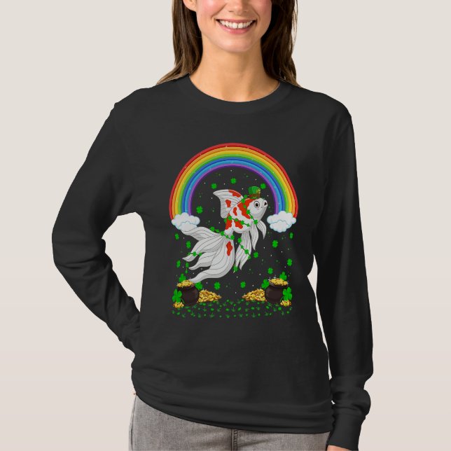 Rainbow Irish Shamrock Goldfish St Patrick's Day T-Shirt (Vorderseite)