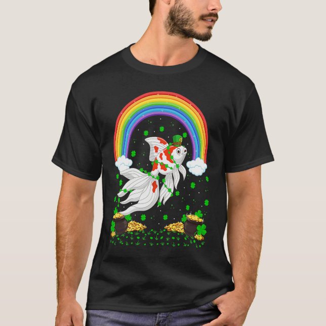 Rainbow Irish Shamrock Goldfish St Patrick's Day T-Shirt (Vorderseite)