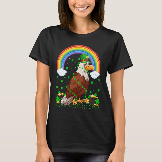 Rainbow Irish Shamrock Hawk Bird St Patrick's Day T-Shirt (Vorderseite)